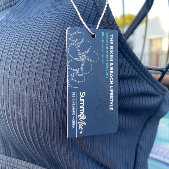 Navy blue button bathing suit - Picture 9 of 9